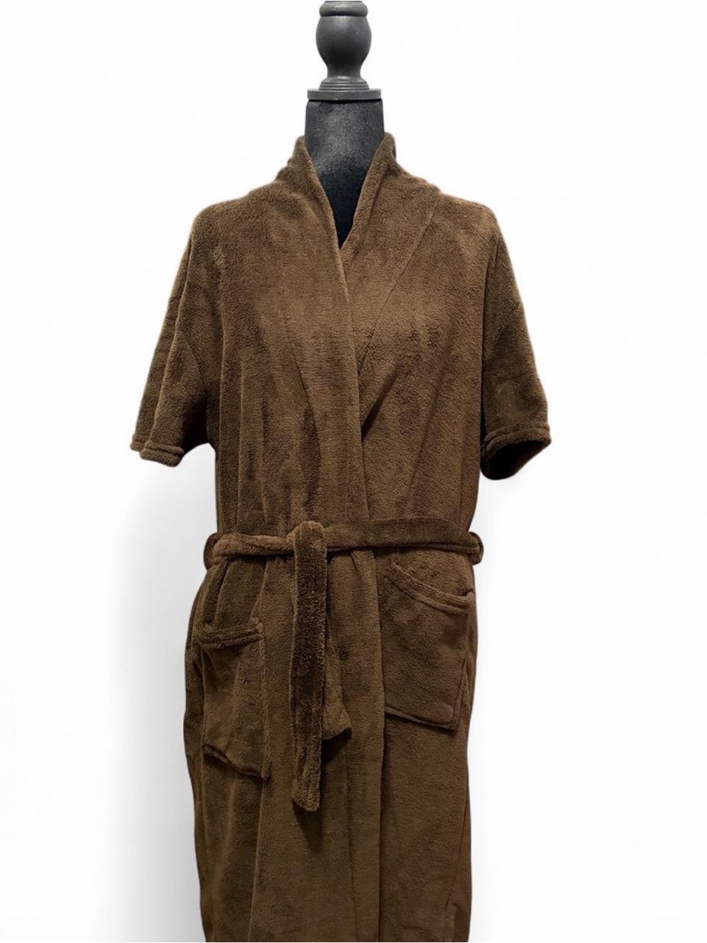 Beverly Hills Polo Club Brown Short-Sleeve Terry Bath Robe with Belt